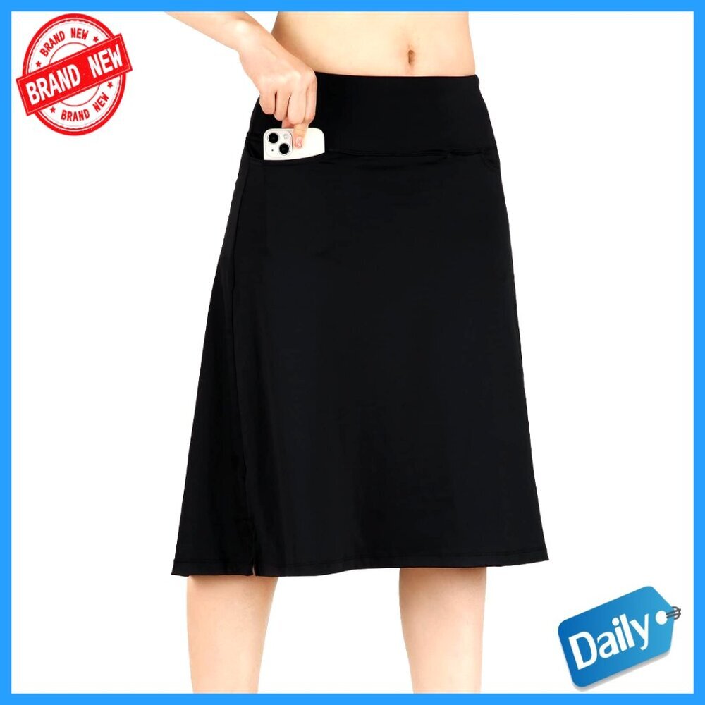 Knee Length Athletic Skort with Pockets, Moisture Wicking Fabric, Regular Fit